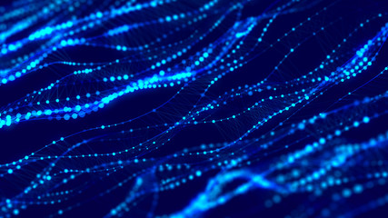 Fototapete - Network connection dots and lines. Technology background. Plexus. Big data background. 3d rendering.