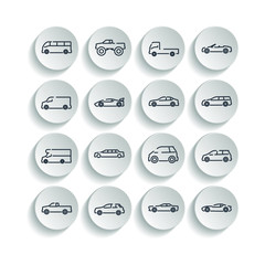 Aufkleber - simple car set icon template color editable. car pack symbol vector sign isolated on white background illustration for graphic and web design.