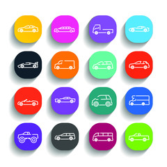 Aufkleber - simple car set icon template color editable. car pack symbol vector sign isolated on white background illustration for graphic and web design.