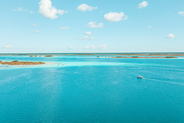 Canvas Print - Aerial view of Bacalar Lagoon, near Cancun, in Riviera Maya, Mexico