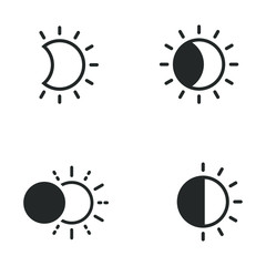 Aufkleber - Phases of solar and lunar eclipse icon template color editable. sun or moon symbol vector sign isolated on white background illustration for graphic and web design.