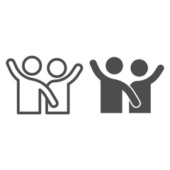 Poster - Comrades line and solid icon. Close two happy friends and best partners symbol, outline style pictogram on white background. Relationship sign for mobile concept and web design. Vector graphics.