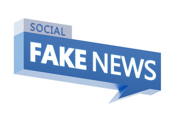 Poster - Fake News blue bubble orthographic view 3D render	