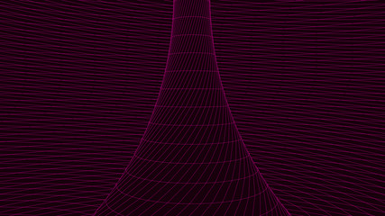 Poster - Wireframe abstract tunnel. 3D vector wormhole with a mesh structure. Vortex. Vector perspective grid.