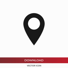 Location vector icon, map pin symbol in modern design style for web site and mobile app