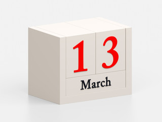 Wall Mural - march 13 white cube calendar 3d render