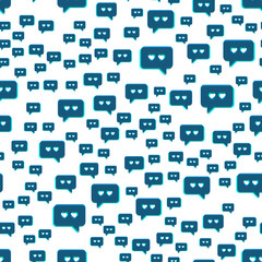 Poster - Chat seamless pattern for web. Blue dialog colors on white backgound.