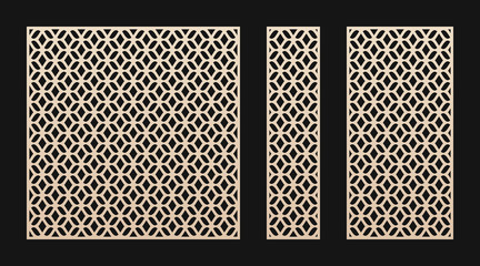 Aufkleber - Laser cut panel. Vector template, abstract geometric pattern in Oriental style. Elegant grid, mesh, lattice ornament. Decorative stencil for laser cutting of wood, metal. Aspect ratio 1:1, 1:4, 1:2
