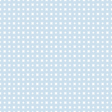 Simple Floral Geometric Texture. Seamless Pattern With Small Flower Silhouettes, Tiny Squares. Vector Abstract Minimal Background. Elegant Soft Blue Minimalist Ornament. Cute Repeat Subtle Design