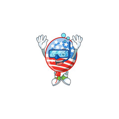 Wall Mural - A mascot icon of USA stripes balloon wearing Diving glasses