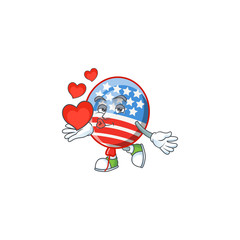 Canvas Print - A sweetie USA stripes balloon cartoon character holding a heart