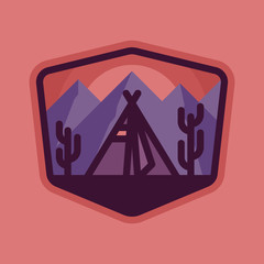 camping nature wild badge patch pin graphic illustration vector art t-shirt design