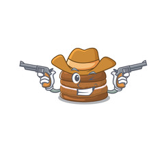 Wall Mural - Chocolate macaron Cowboy cartoon concept having guns