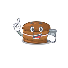 Sticker - Chocolate macaron Cartoon design style speaking on a phone