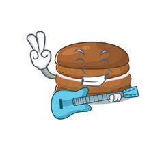 Canvas Print - A picture of chocolate macaron playing a guitar