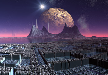 Wall Mural - 3d rendered fantasy alien landscape - 3d illustration