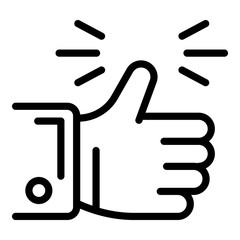 Poster - Goal thumb up icon. Outline goal thumb up vector icon for web design isolated on white background