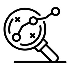 Poster - Magnifier goal route icon. Outline magnifier goal route vector icon for web design isolated on white background