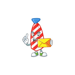 Sticker - Happily USA stripes tie mascot design style with envelope