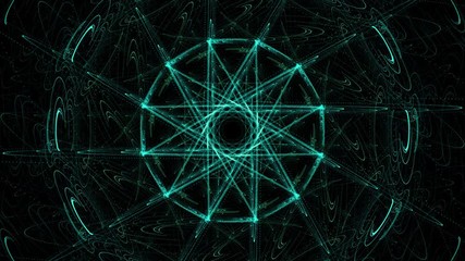 Wall Mural - complex brightly colored kaleidoscope evolves and moves towards viewer, then fades to black
