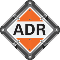 Adr sign. Marking of transport and transported goods with signs for the transport of dangerous goods.