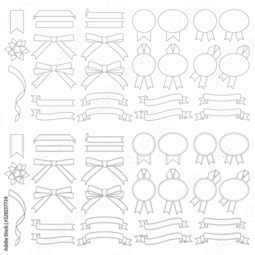リボンのバリエーションセット 線のみ Stock Vector Adobe Stock