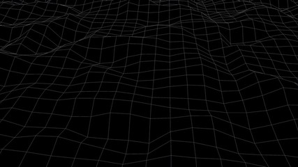 Poster - Computer generated a wireframe wave. 3D rendering of a luminous fine mesh. Futuristic backdrop