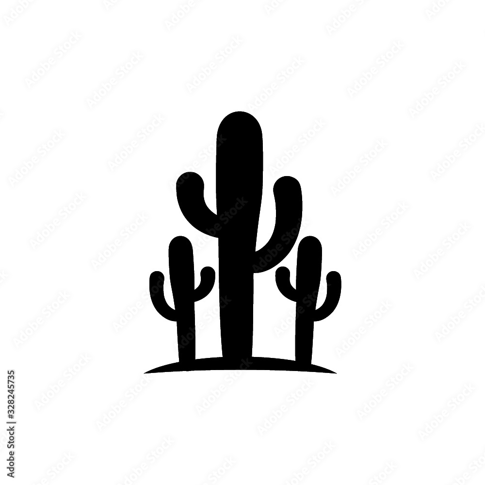 Simple Black Cactus icon on white background Stock Vector | Adobe Stock