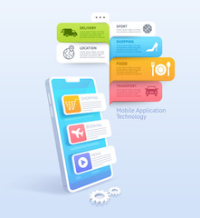 Mobile application technology vector illustrations.