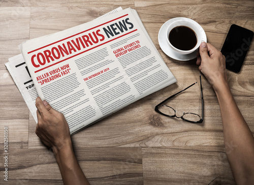 Mockup Of Coronavirus Newspaper News Related Of The Covid 19 With The The Headline In Paper Media Press Production Concept In Businessman Hands Stock Photo Adobe Stock