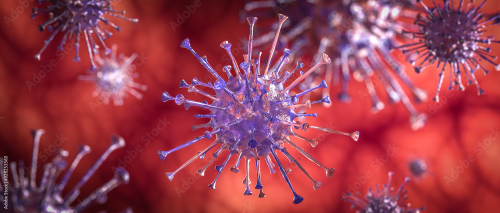 Virus, coronavirus representation, epidemic and infection concept. - obrazy, fototapety, plakaty 