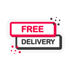 Poster - Flat banner with free delivery speech bubble. Banner for business, marketing and advertising on white background. Vector