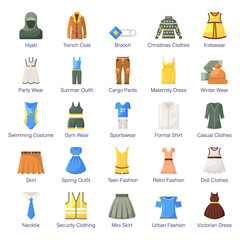 Sticker -  Pack Of Fashion Flat Icons 