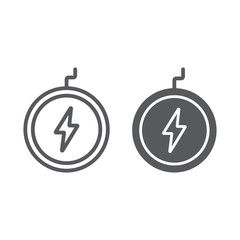 Wireless charger line and glyph icon, technology and power, wireless energy sign, vector graphics, a linear pattern on a white background, eps 10.