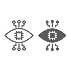 Poster - Bionic contact lens line and glyph icon, technology and eye, bionic eye sign, vector graphics, a linear pattern on a white background, eps 10.