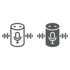 Fototapete - Voice assistant line and glyph icon, technology and voice control, smart speaker sign, vector graphics, a linear pattern on a white background, eps 10.