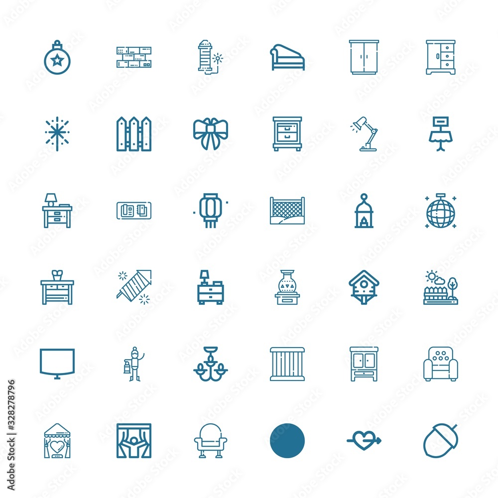 Editable 36 decor icons for web and mobile - obrazy, fototapety, plakaty 