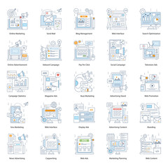 Poster - seo and social media flat icons pack