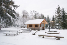 Winter Barbecue Area With Snow In Black Forest