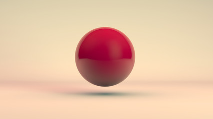 Poster - 3D rendering of a red ball on a yellow background. The balloon is isolated.