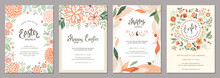 Trendy Floral Easter Templates. Good For Poster, Card, Invitation, Flyer, Cover, Banner, Placard, Brochure And Other Graphic Design.