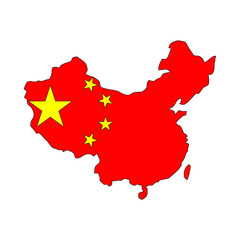 Wall Mural - china map vector with flag, isolated on white background.