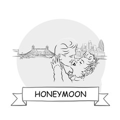 Wall Mural - Honeymoon Cityscape Vector Sign