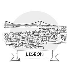 Wall Mural - Lisbon Cityscape Vector Sign