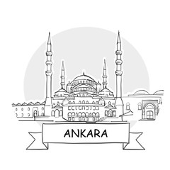 Wall Mural - Ankara Cityscape Vector Sign