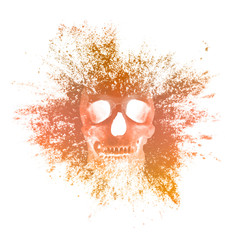 Aufkleber - human skull with paint splashes isolated on white