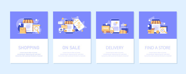 Poster - Online Marketing vector illustration. Internet business process,Mobile marketing , e-marketing, E-commerce,flat design icon vector illustration
