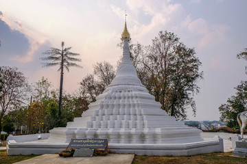 White Pagoda of Wat Phra That Chae Hang Temple, Nan Province, Thailand