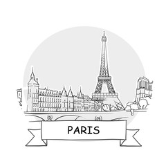 Wall Mural - Paris hand-drawn urban vector sign