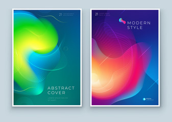 Poster - Liquid Abstract Cover Background Design. Fluid Dynamic Graphic Element for Modern Brochure, Banner, Poster, Flyer or Presentation Template with Line Pattern. Color Flow Frame illustration.